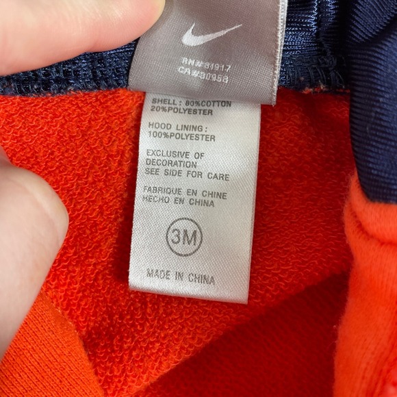 Vintage Y2K Nike Hoodie Youth Boys 3 Months Orange 2000s Zip Up - Picture 4 of 8